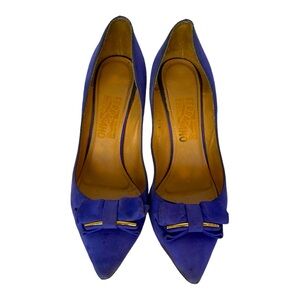 SALVATORE FERRAGAMO Suede bluish purple shoes size 39.5
